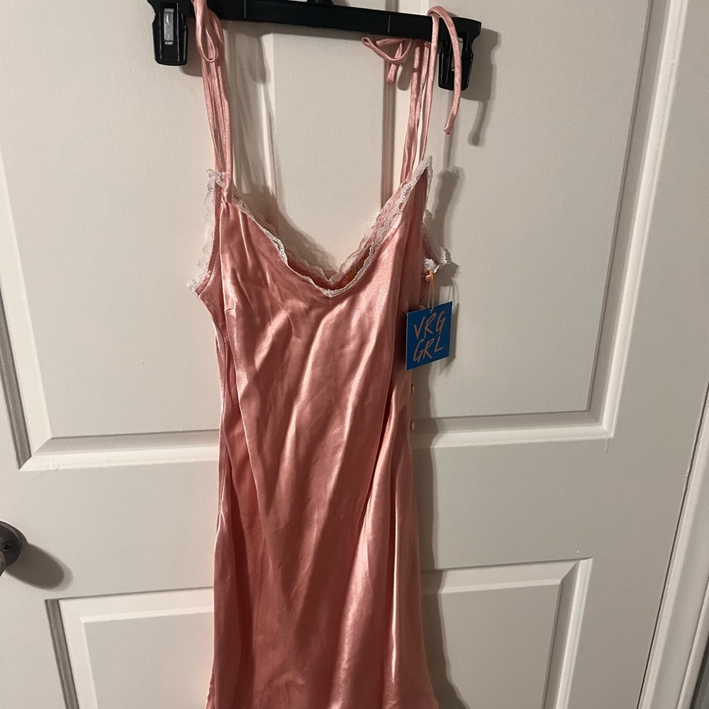 Pink Satin Slip Dress